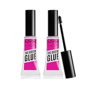 NYX Professional Makeup Brow Glue, Instant Brow Styler, Für Augenbrauen wie laminiert, Doppelpack, Transparent