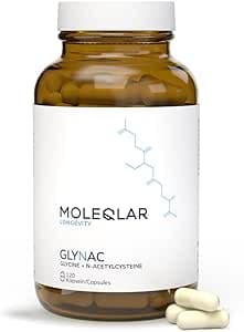 GlyNAC Kapseln 120 Stück - 600mg Glycin & 600mg NAC (N-Acetyl-Cystein) pro Portion - Glutathion Vorläuferkomplex - vegan & glutenfrei - Zertifiziert in DE