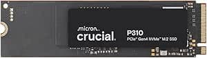Crucial P310 SSD 2TB M.2 2280 PCIe Gen4 NVMe, bis 7.100 MB/s, für Laptop, Desktop PC & Handheld Spielekonsolen, Interne Festplatte - CT2000P310SSD801