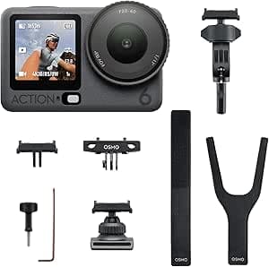 DJI Osmo Action 6 Radrennsport-Combo, Action-Cam mit Fahrrad-Zubehörset, magnetischer Schnellverschluss, 4 Std. Akku, Action-Cam 8K – ideal für Straßen- und City-Radtouren