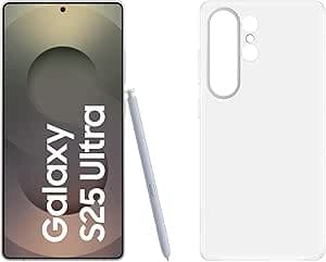 Samsung Galaxy S25 Ultra AI Smartphone mit Galaxy AI, 12 GB RAM, 256 GB Speicher, Titanium Silver, 3 Jahre Herstellergarantie + Clear Case