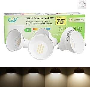 LED-Leuchtmittel GU10 von GY, dimmbar, 4,9 W, 790 lm, 4000 K, Neutralweiß, Abstrahlwinkel 120°, energiesparend, Augenschutz, GU10-LED, dimmbar, 5 Stück (1 Packung).