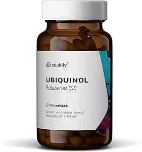 edubily® Ubiquinol Kapseln – 100 mg reduziertes Q10 von Kaneka® – Premium-Markenrohstoff – Mit Kokosöl – Vegan – Laborgeprüft – Made in Germany (60 Kapseln)