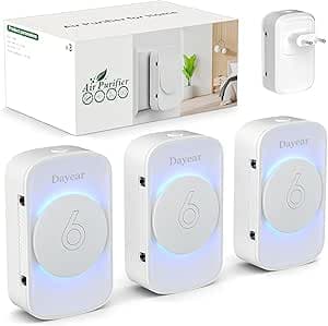 Luftreiniger, Air Purifier IonizerGenerator, Dayear Plug in Negativ Ionen Luftreiniger für Büro, Zimmer, Badezimmer, Rauch, Haustiere, Geruch,Geruch säubern/3 Led Licht Modi/3Pcs