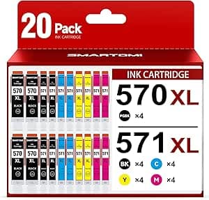 570 571 Druckerpatronen kompatible für Canon PGI-570 XL CLI-571 XL 20er-Pack für Pixma TS5050 MG5750 TS5055 TS5051 MG6850 TS5053 MG5753 MG5751 TS8050 MG7750 MG6853 MG6852 MG5700