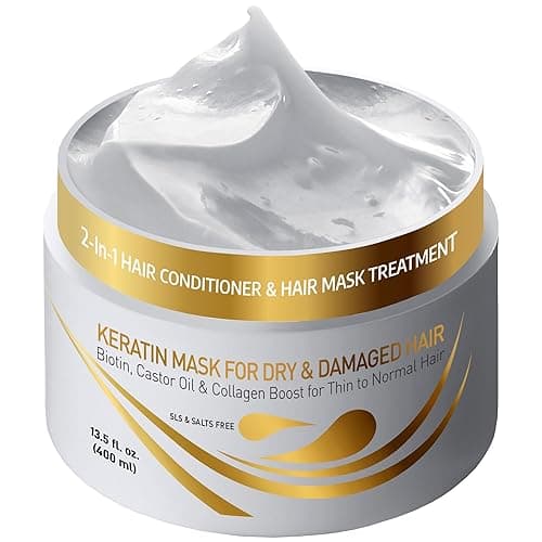 Vitamins Haarmaske Keratin Haarkur Behandlung - Biotin, Castor Oil, Collagen Protein & Kokosöl Deep Conditioner für geschädigtes dünnes trockenes strapaziertes Haar