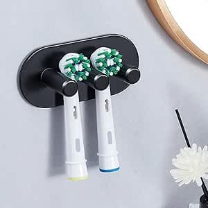 YYBO Aufsteckbürsten Halter, Zahnbürstenhalter Elektrische Zahnbürste, Zahnbürsten Halterung Wand, Halterung Elektrische Zahnbürste, Badezimmer Zahnbürstenkopf Halter (Schwarz, Klein)