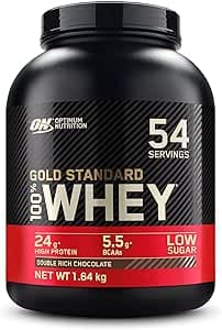 Optimum Nutrition Gold Standard 100% Whey, Proteinpulver, Geschmack Double Rich Chocolate, 1.62kg, 54 Portionen