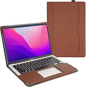TYTX Lederhülle Kompatibel mit MacBook Air 2022 13,6 Zoll M2 A2681, Laptop-Hülle Folio Book Schutzhülle Case Cover, Dunkelbraun