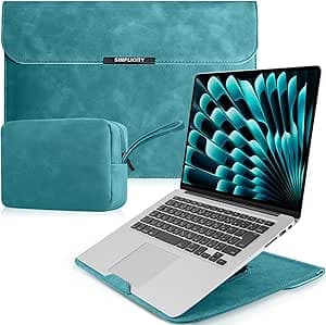 13-14 Zoll Laptop Sleeve Laptophülle für MacBook Pro 13" 14" M5/M4/M3/M2/M1 Pro/Max 2026-2008, MacBook Air 13" 13,6" M5/M4/M3/M2/M1, mit Standfunktion PU Leder Laptoptasche für HP Surface-Grün