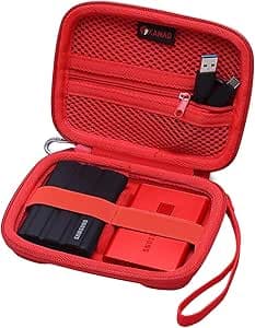 XANAD Tasche für Samsung Portable SSD T9 / T7 Shield / T7 / T7 Touch Externe SSD Case Schutzhülle (Rot Rosa)
