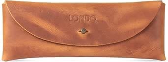 Londo Feder- und Federmäppchen aus echtem Leder im Retro-Stil – Metalldruckknopf, Federmäppchen, Schreibwarentasche