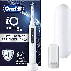 Oral-B iO 5N Bluetooth-ansluten vit elektrisk tandborste, 1 borste, 1 resefodral