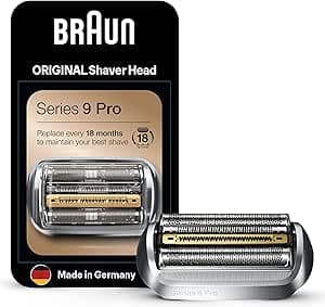 Braun Series 9 Pro Elektrorasierer Scherkopf, ORIGINAL Ersatzscherteil vom Hersteller passend für Braun Herren Rasierer Series 9 Pro, 94M, chrom, 1er Pack