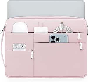 HYZUO 13,3-14 Zoll Laptophülle für MacBook Pro 14 M5-M1, MacBook Air/Pro 13, 13,8-13,5 Surface Laptop/Book, Tragbare Notebook Schutzhülle für 13" HP Dell Lenovo ThinkPad Asus Acer Samsung, Blassrosa