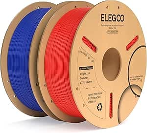ELEGOO PLA+ Filament 1.75mm Rot Dunkelblau 2KG, PLA Plus 3D Drucker Filament, Härter und Stärker 3D Druckmaterialien, Maßgenauigkeit +/-0,02mm, Kompatibel mit 3D Printer(2 Stück 1KG/Spool, 2.2lbs)