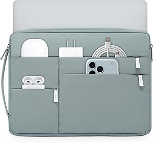 HYZUO 13,3-14 Zoll Laptophülle für MacBook Pro 14 M5-M1, MacBook Air/Pro 13, 13,8-13,5 Surface Laptop/Book, Tragbare Notebook Schutzhülle für 13" HP Dell Lenovo ThinkPad Asus Acer Samsung, Aschblau